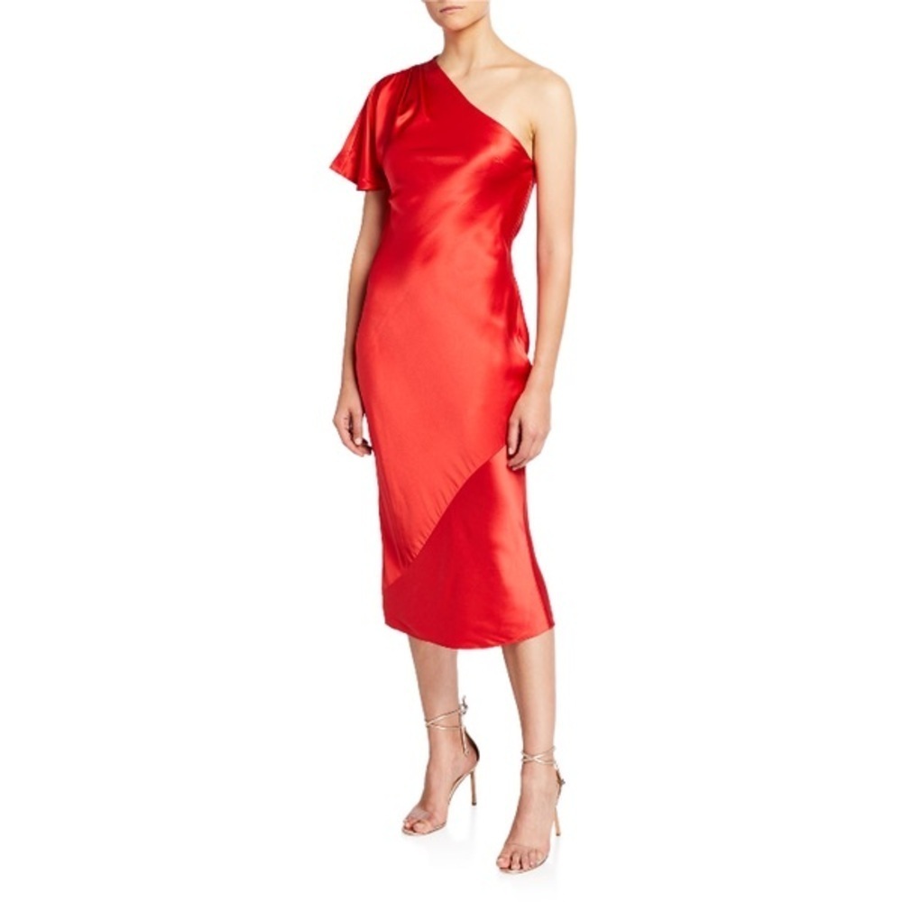 NWT FLEUR DU MAL One Shoulder Bias Slip Dress - JASPER Vday Dress Size 4